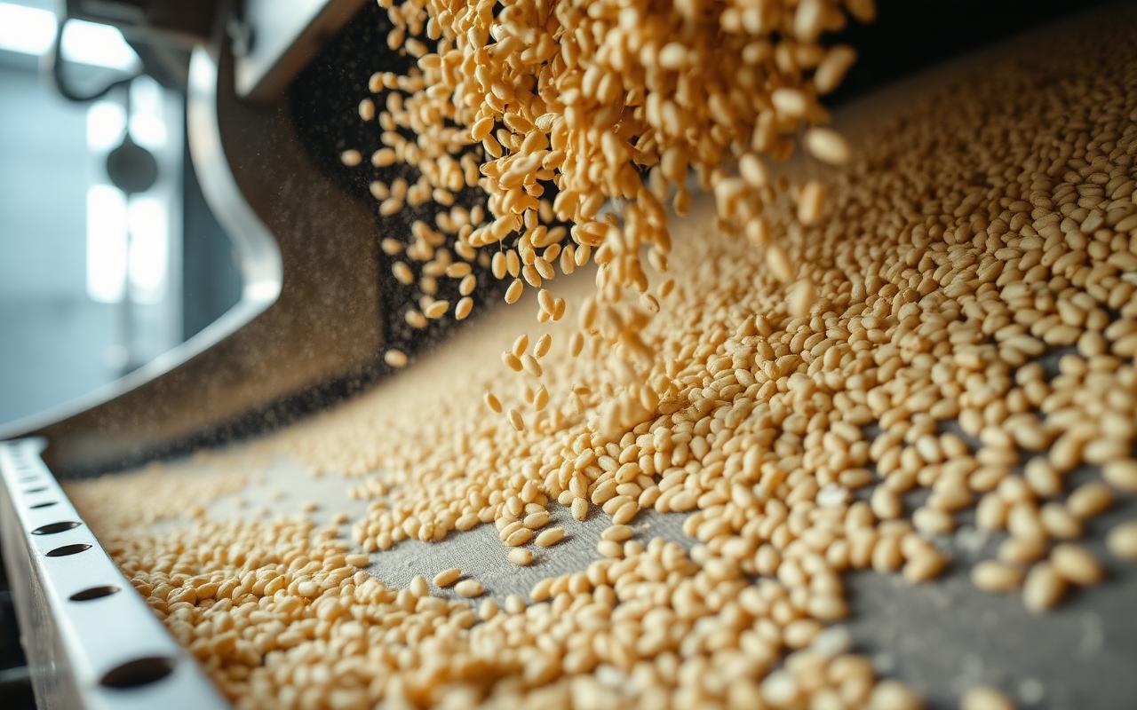 Raw guar seeds being cleaned and prepared at B D Guar's Kalol facility