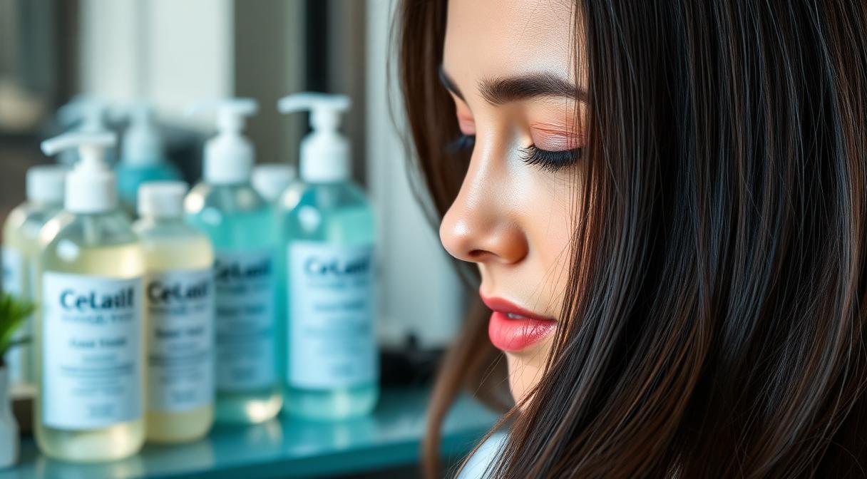 Healthy shiny conditioned hair with cosmetic conditioner bottles for cationic Guar Gum article