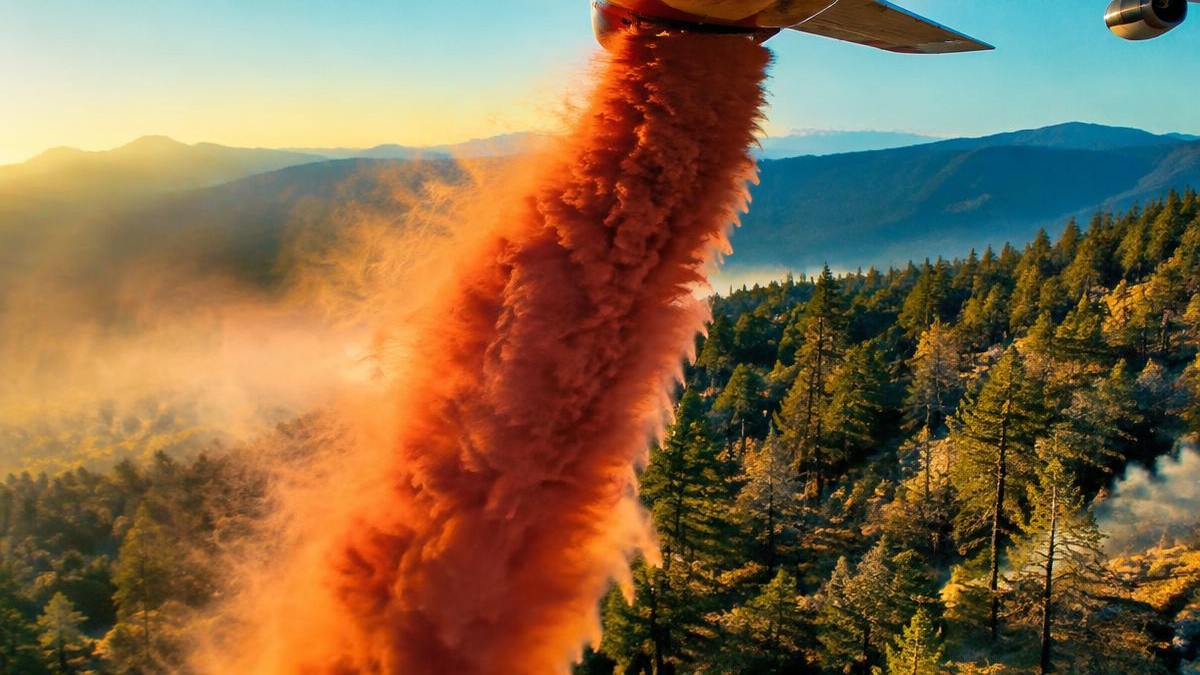 firefighting gel retardants B D Guar aerial drop over forest
