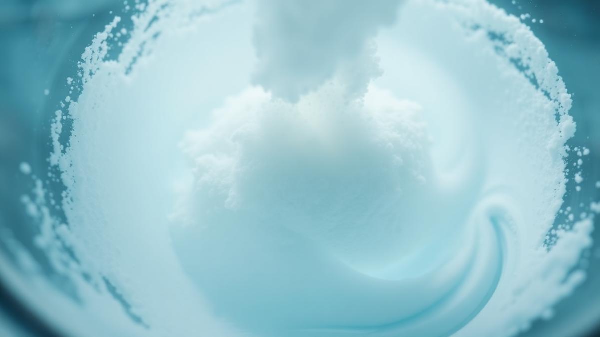 galactomannan Guar Gum powder dispersing in water vortex