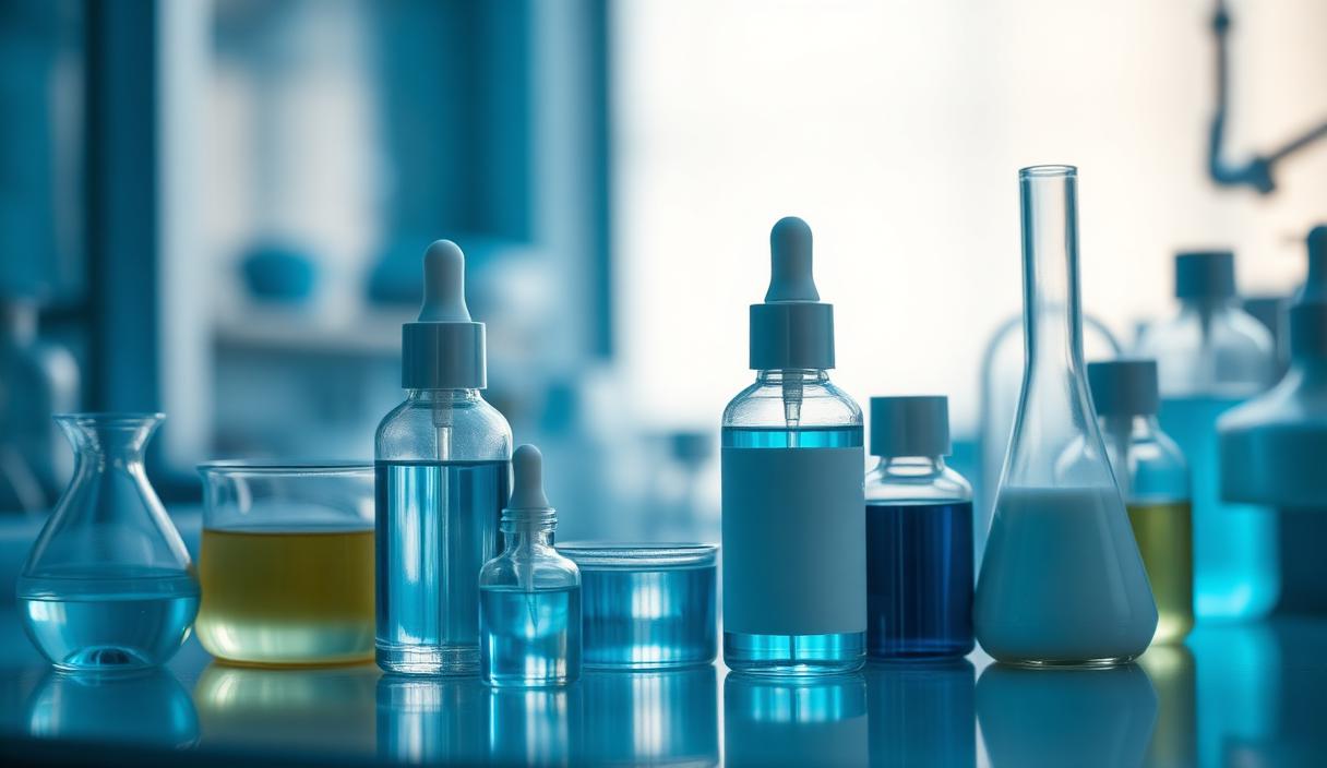 Skincare formulation laboratory with Guar Gum derivative hydrocolloid ingredients for personal care emulsions