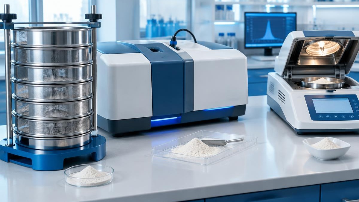 Guar Gum particle size and moisture analysis B D Guar quality control