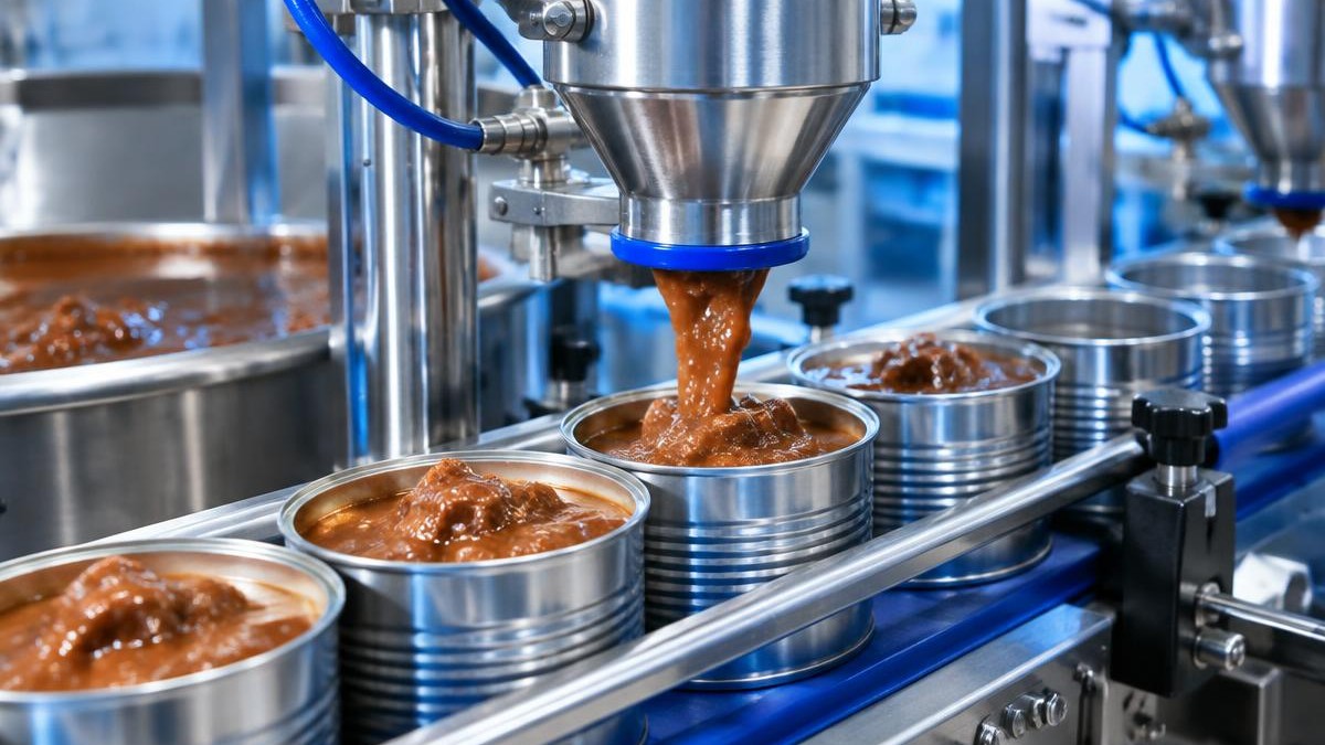 pet food retort gelling B D Guar cold-fill gravy line