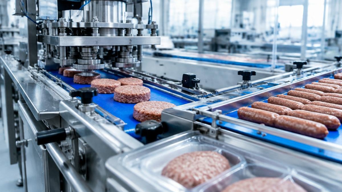 plant-based meat binder B D Guar vegan patties on industrial forming line